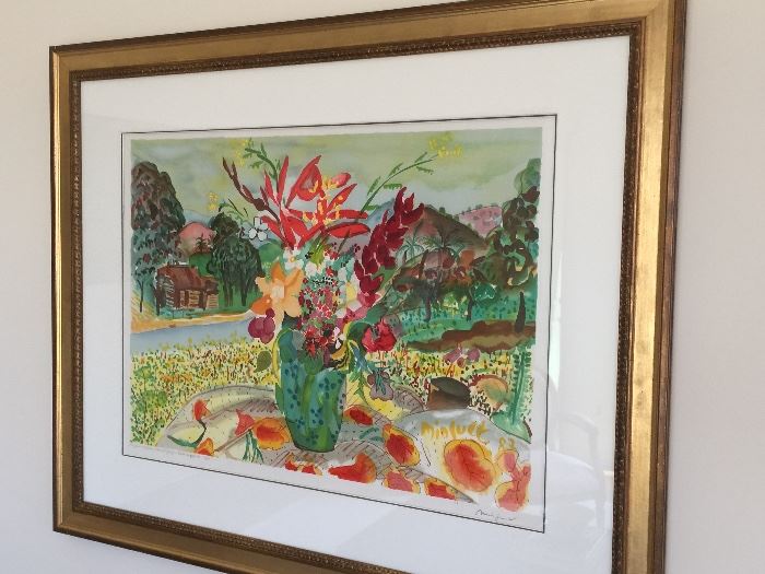 58. Watercolor Lithograph by Caribbean Artist Minjuet, 4/50, (43" x 35")