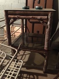 83. Pair of Glass Top Twig Side Tables 
