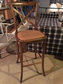 118. Pair of Bar Height Bentwood & Cane Seat Stools (18" x 17" x 46") 