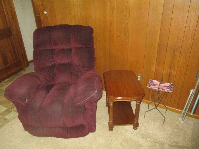 Recliner and table