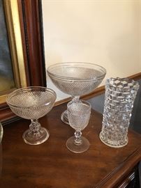 Pressed Diamond Point Glass,   Fostoria American Vase 