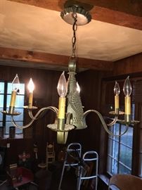 ANTIQUE PUNCHED TIN/ METAL CANDELABRA CHANDELIER