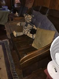 ANTIQUE WOODEN SLEIGH BENCH