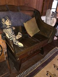 ANTIQUE WOODEN SLEIGH BENCH