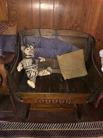 ANTIQUE WOODEN SLEIGH BENCH