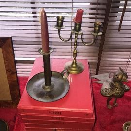 ANTIQUE BRASS CANDLE HOLDERS