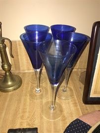 HAND BLOWN BLUE STEMWARE