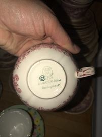 ANTIQUE PINK AND WHITE FINE CHINA