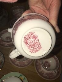 ANTIQUE PINK AND WHITE FINE CHINA