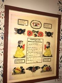 COPY OF ANTIQUE BIRTH CERFIFICATE