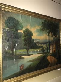 ANTIQUE CIRCA 1800S OIL ON CANVAS