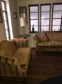 HICKORY CHAIR CO. GOLD VELVET LOVE-SEATS