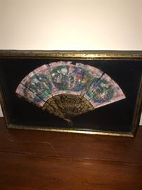 FRAMED IN SHADOW BOX ORIENTAL FAN