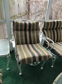 WOODARD WROUGHT IRON ARM CHAIRS