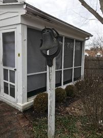 CIRCA 1880S 14" CRYSTAL METAL YOKE CAST IRON BELL