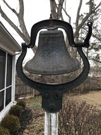 CIRCA 1880S 14" CRYSTAL METAL YOKE CAST IRON BELL