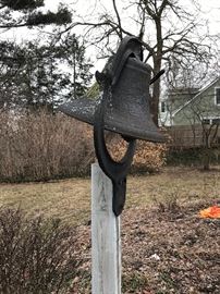 CIRCA 1880S 14" CRYSTAL METAL YOKE CAST IRON BELL