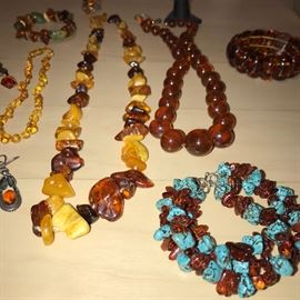 GORGEOUS NATURAL AND PRESSED AMBER JEWELRY