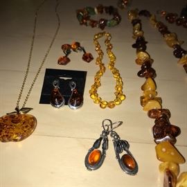 GORGEOUS NATURAL AND PRESSED AMBER JEWELRY