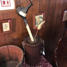 PRIMITIVE WOODEN GOOSE HEAD STICK