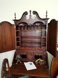 Desk open showing fitted interior