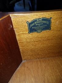 John Widdicomb label inside drawer