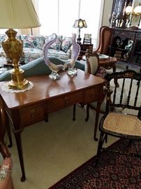 Baker side table.  Can be a dressing table, too.  Birds (pair) are Murano