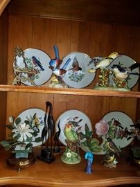 Porcelain bird figures and plates