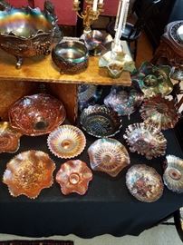 Ca. 1900 Carnival glass collection, with newer pieces by Fenton added in