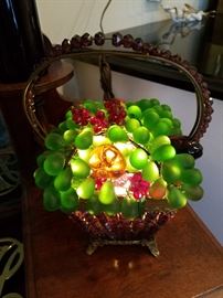 Glass fruit basket lamp, probably Czech, Ca. 1925
