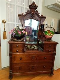 Diminutive Victorian walnut dresser, Ca. 1875. Cute! See door knob to left for perspective.