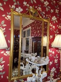 Gilt triple beveled mirror