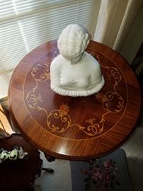 Looking down on the inlaid top of the table in previous picture