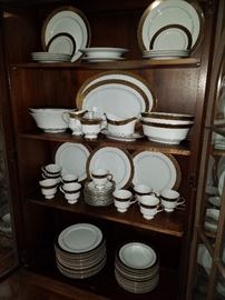 Set of Sango china displayed in the Baker breakfront