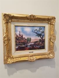 Enamel on copper artwork, framed