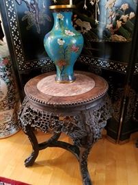 Cloisonne vase has minor damage.  