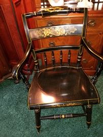 One of a pair of signed Hitchcock chairs