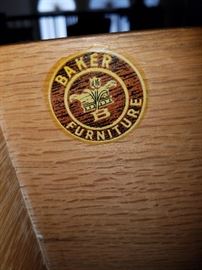The older Baker decal in the drawer of the Breakfront