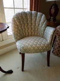 One of book-matched pair, Ca. 1940 Hollywood glamour style chairs