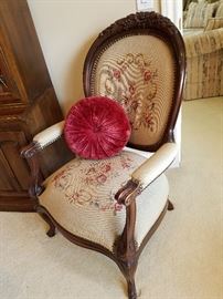 Needlepoint upholstered arm chair