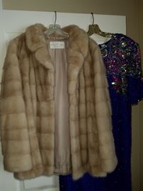 Fur and bejeweled gown