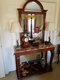 Hall stand with mirror and marble top