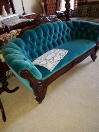 Walnut framed settee, Ca. 1865