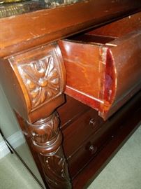 Detail on mahogany dresser
