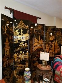 One of the two 8-panel folding screens in the 'Chinese room'.  One side decorated as you see here, the back has a more subdued, foliate decoration.