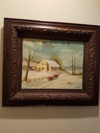 Framed painting signed "Hough"