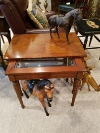 Set of two Kindel nesting tables, one with beveled glass