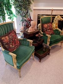 Pair of chairs, step table, etc.