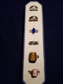 Gold bands, Tiger eye cameo ring, Two-tone diamond ring 