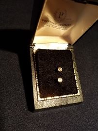 Diamond stud earrings, gold backs